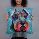 Blue Colorful Schnauzer Pillow