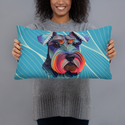 Blue Colorful Schnauzer Pillow