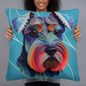 Blue Colorful Schnauzer Pillow