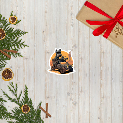 Apocalyptic Schnauzer Sticker | Dystopian Dog Decal for Pet Lovers | Dog-themed sticker