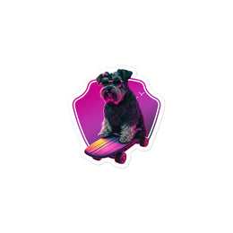 Synthwave Skateboard Schnauzer Sticker