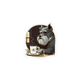 Schnauzer Coffee Shop Sticker | Adorable Dog Lover Decal for Café Enthusiasts | Coffee Dog Sticker