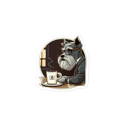 Schnauzer Coffee Shop Sticker | Adorable Dog Lover Decal for Café Enthusiasts | Coffee Dog Sticker