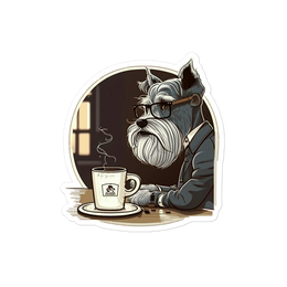 Schnauzer Coffee Shop Sticker | Adorable Dog Lover Decal for Café Enthusiasts | Coffee Dog Sticker