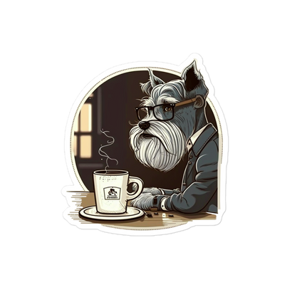 Schnauzer Coffee Shop Sticker | Adorable Dog Lover Decal for Café Enthusiasts | Coffee Dog Sticker