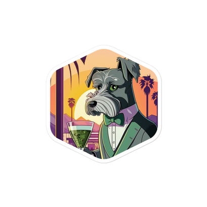Schnauzer Sticker | Bartender Dog Sticker |  Adorable Cocktail Schnauzer Sticker for Dog Lovers