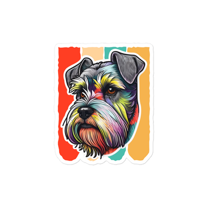 Schnauzer Sticker Colorful Background | Cute Dog Art Decal | Vibrant Pet Lover Gift | Schnauzer Art Decal