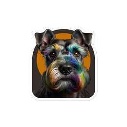 Colorful Schnauzer Face Sticker | Vibrant Schnauzer Face Sticker | Colorful Dog Decal for Laptops, Water Bottles, Cars, Phone Cases