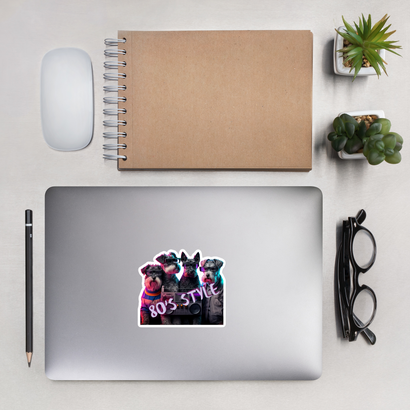 Retro 80s Synthwave Schnauzer dog Sticker – Neon Vaporwave Dog Art, Schnauzer Lover Gift