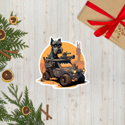 Apocalyptic Schnauzer Sticker | Dystopian Dog Decal for Pet Lovers | Dog-themed sticker