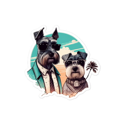 Cute Beach Style Schnauzer Stickers | Coastal Vibes for Dog Lovers | Dog breed beach stickers | Schnauzer Sticker