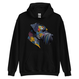 Vibrant Geometric Schnauzer Art Hoodie | Colorful Dog Lover Sweatshirt | Artistic Schnauzer Print