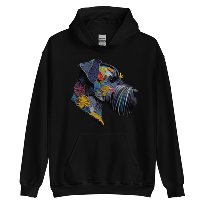 Vibrant Geometric Schnauzer Art Hoodie | Colorful Dog Lover Sweatshirt | Artistic Schnauzer Print
