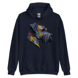 Vibrant Geometric Schnauzer Art Hoodie | Colorful Dog Lover Sweatshirt | Artistic Schnauzer Print