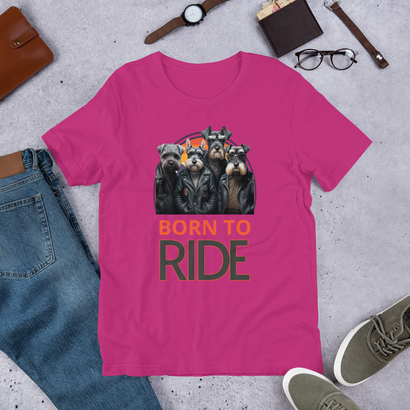 Born to Ride | Fun Schnauzer Lover T-Shirt for Dog and Motorcycle Enthusiasts | Schnauzer lover t-shirt