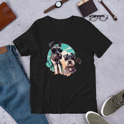 Schnauzer Beach Vibes T-Shirt | Coastal Style Dog Lover's Tee | Schnauzer Lover Beach T-shirt