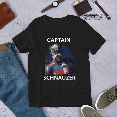 Captain Schnauzer Graphic T-Shirt | Funny Dog Lover Gift Tee | Schnauzer Dog Owner Shirt