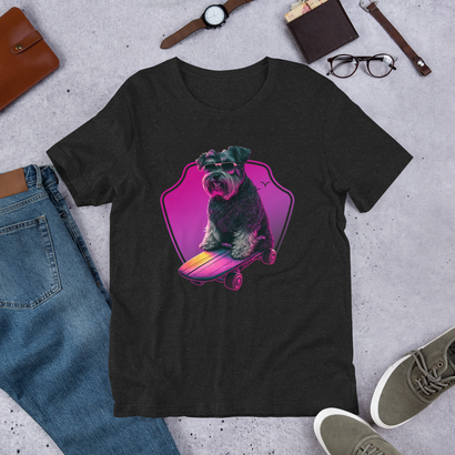 Cool Skateboarding Schnauzer T-Shirt | Rad Schnauzer on a Skateboard T-Shirt – Perfect for Dog Lovers, Skateboard Enthusiasts, and Casual Wear