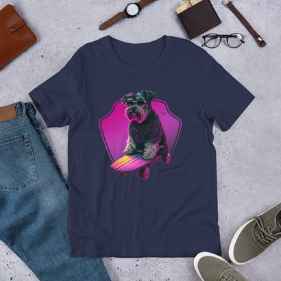 Cool Skateboarding Schnauzer T-Shirt | Rad Schnauzer on a Skateboard T-Shirt – Perfect for Dog Lovers, Skateboard Enthusiasts, and Casual Wear