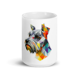 Colorful Schnauzer White Glossy Mug | Vibrant Schnauzer Art Mug – Colorful White Glossy Coffee Cup for Dog Lovers, Unique Pet Gift, Ceramic Dog Mug