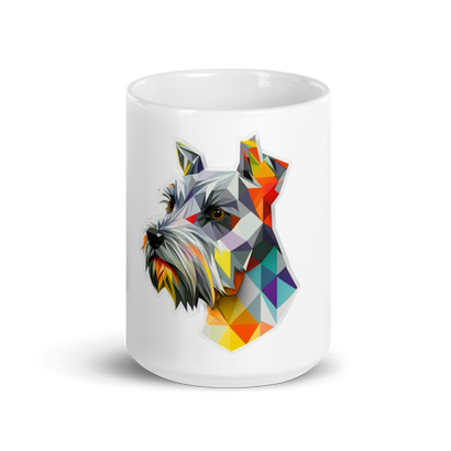 Colorful Schnauzer White Glossy Mug | Vibrant Schnauzer Art Mug – Colorful White Glossy Coffee Cup for Dog Lovers, Unique Pet Gift, Ceramic Dog Mug